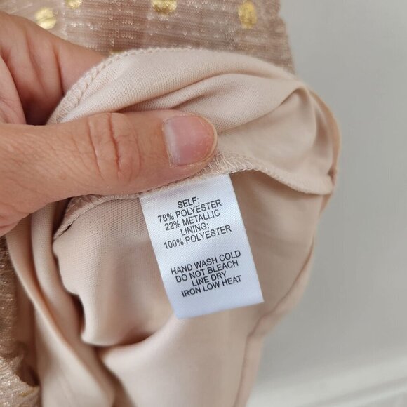 Lulus Top Model Pink and Gold Polka Dot Ruffled Dress New Years Eve Women's S - Picture 8 of 9